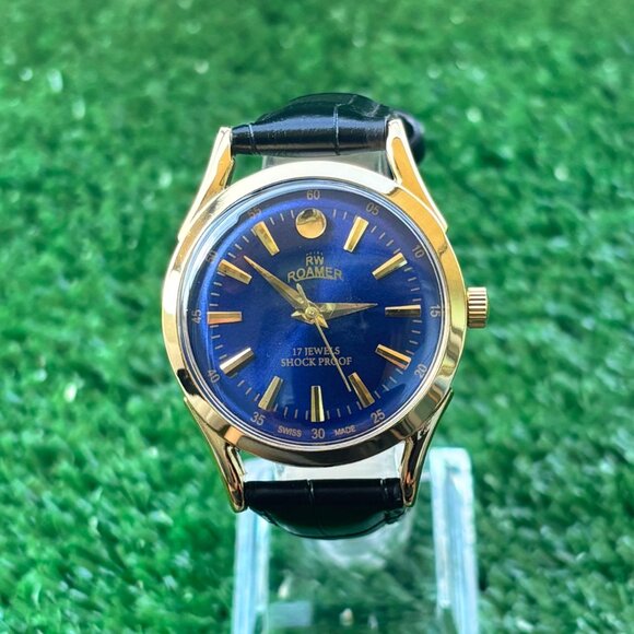 Vintage Roamer Rare 1970s Blue Dial Men's Wrist Watch - New Old Stock Condition - Picture 3 of 7